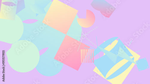 Abstract Pastel Geometry on Lavender Background
