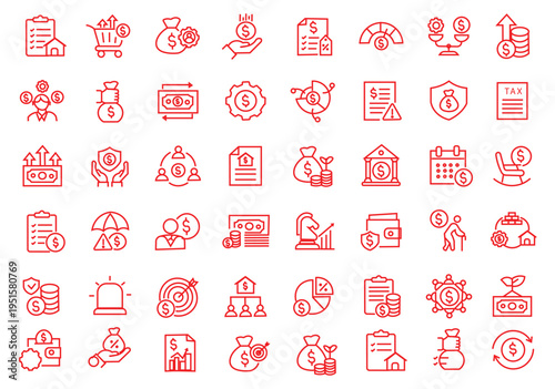 Wealth Management icon set. Editable line icons. Vector illustration.