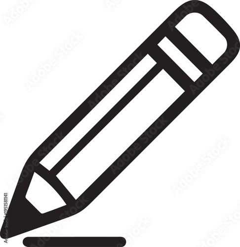 Minimalist Pencil Outline Icon - Vector Writing and Sketching Symbol