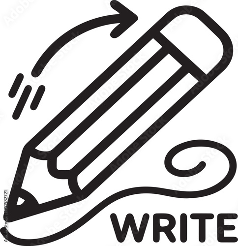 Pencil Write Icon - Minimalist Vector Outline Illustration