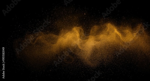Golden dust flare isolated on deep background accented by colorful abstract paint effects