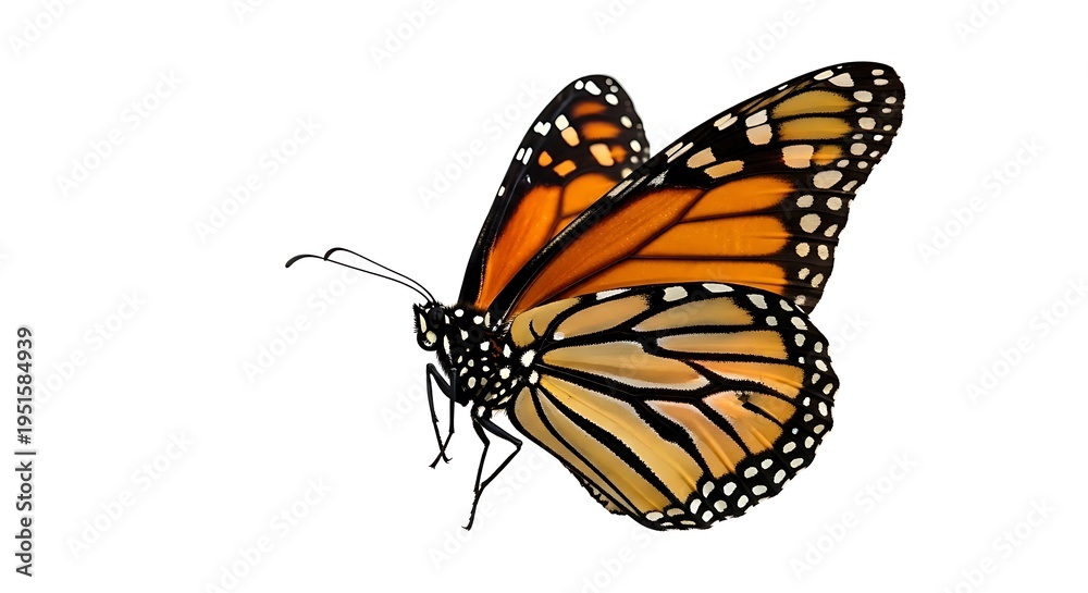 Fototapeta premium Monarch Butterfly - A Vibrant Insect in Flight.