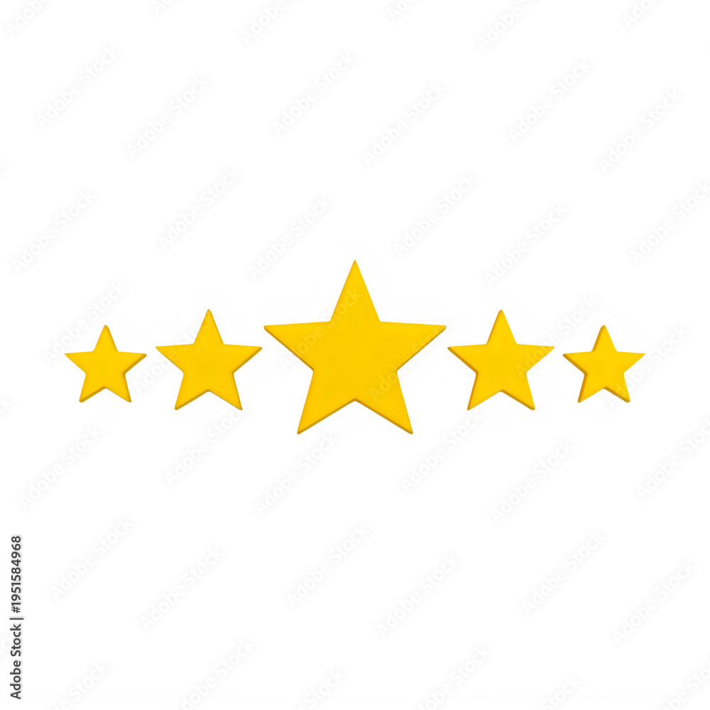Fototapeta premium Five yellow stars rating icons isolated on transparent background