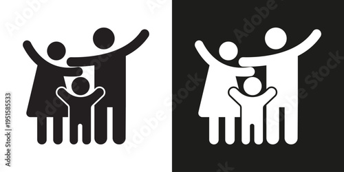 Family and Parents icon. Vector symbol of happy childhood and family.