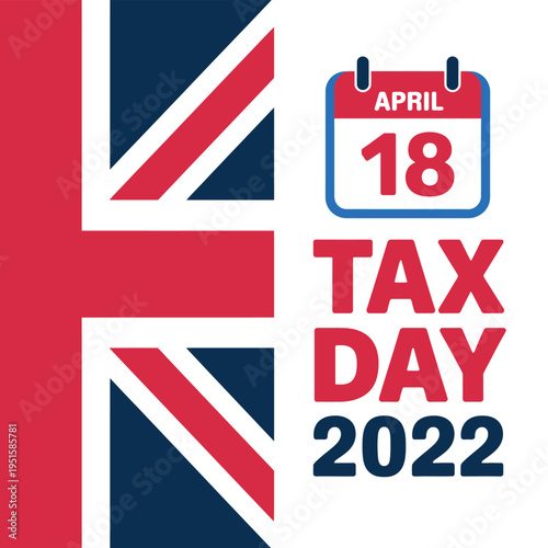 British flag graphic celebrates national Tax Day observance on April.