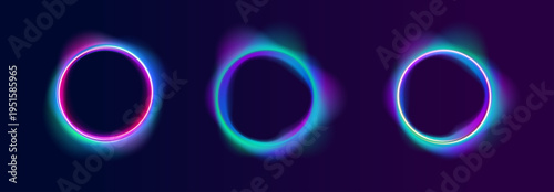 Neon spiral rings expand with smooth gradient colors on white PNG background. Flowing lines create motion and energy. Perfect for dynamic abstract visuals.