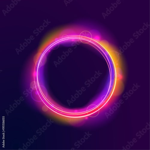 Abstract glowing circular frame with blue and pink gradient on white PNG. Smooth light transitions enhance depth and form. Ideal for modern UI elements.