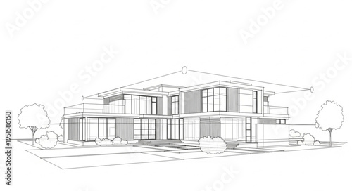 Sketch of a house architectural drawing illustration