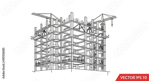 Simple sketch illustration of house and building architecture design with blueprint concept