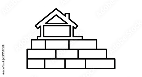 Simple house with a red roof on a white background in a clean 3D design style