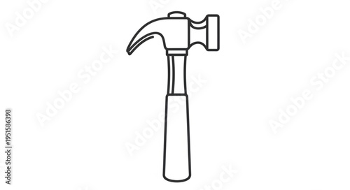 Simple illustration of a hammer and nail isolated on a clean white background in a construction tool style