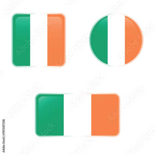 Ireland glossy icons set, national flag of the Ireland