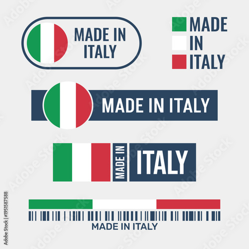 made in Italy labels set, Italian product emblem