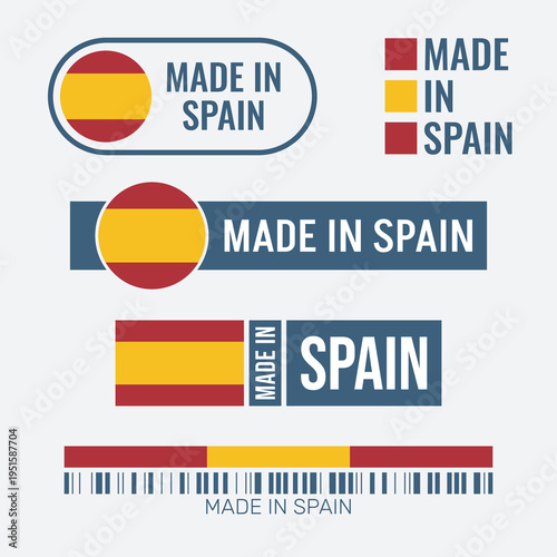 made in Spain stamp set, Spanish product icons