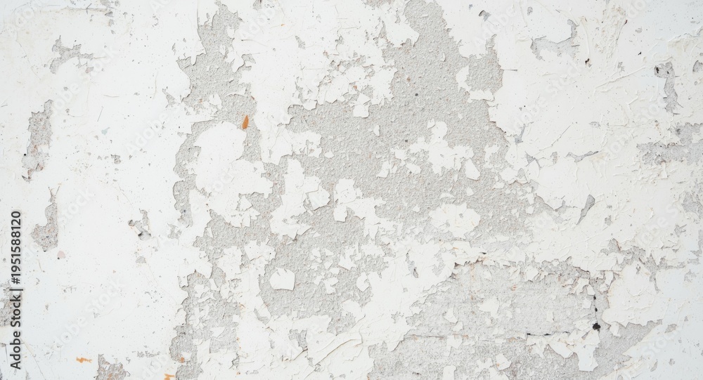 Obraz premium Aged white wall with flaking paint forming a unique textured backdrop for architecture