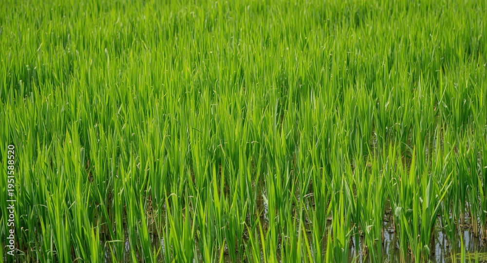 Obraz premium Phleum vegetation prospering in rich rice paddy soil