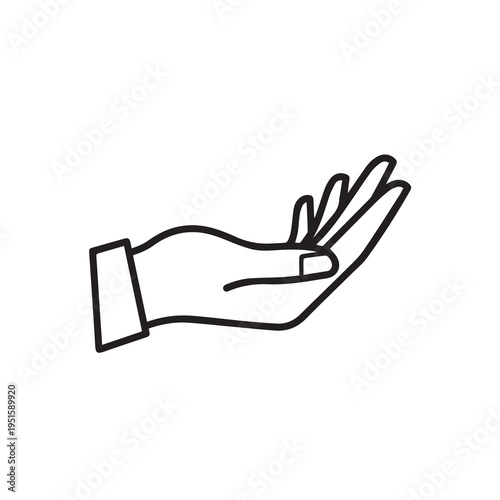 Open Hand Offering Gesture Illustration Vector Simple Line Art