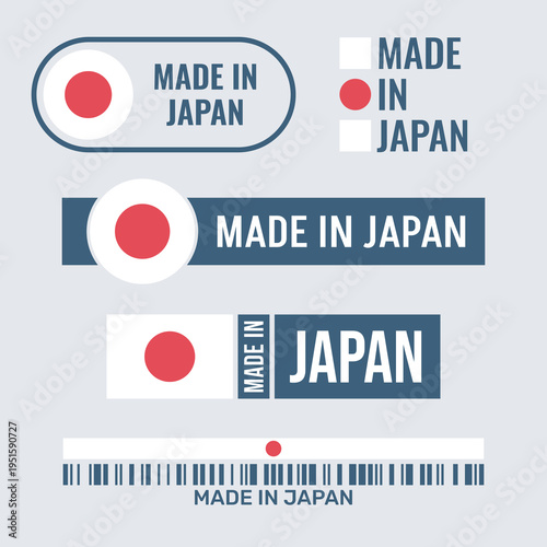 made in Japan labels set, japanese product icon