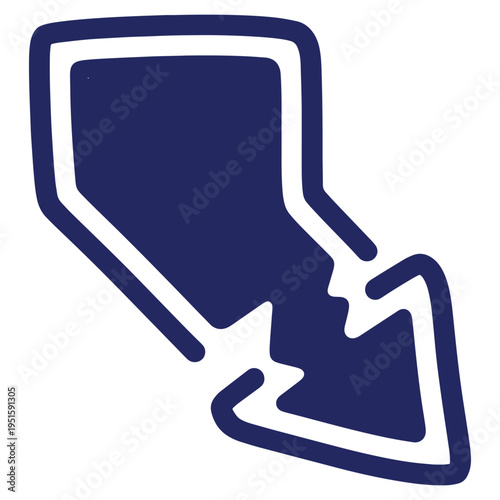 Abstract Arrow Symbol Illustration in Blue and White with Directional Indication and Modern Design Elements