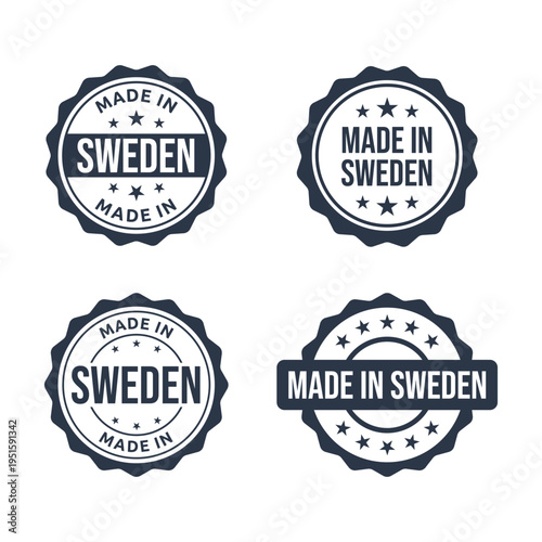 made in Sweden labels set, made in Kingdom of Sweden product stamp