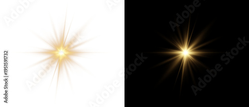 Star PNG burst with golden light and glowing sun rays, bright flare and sparkle overlay on transparent background.	
