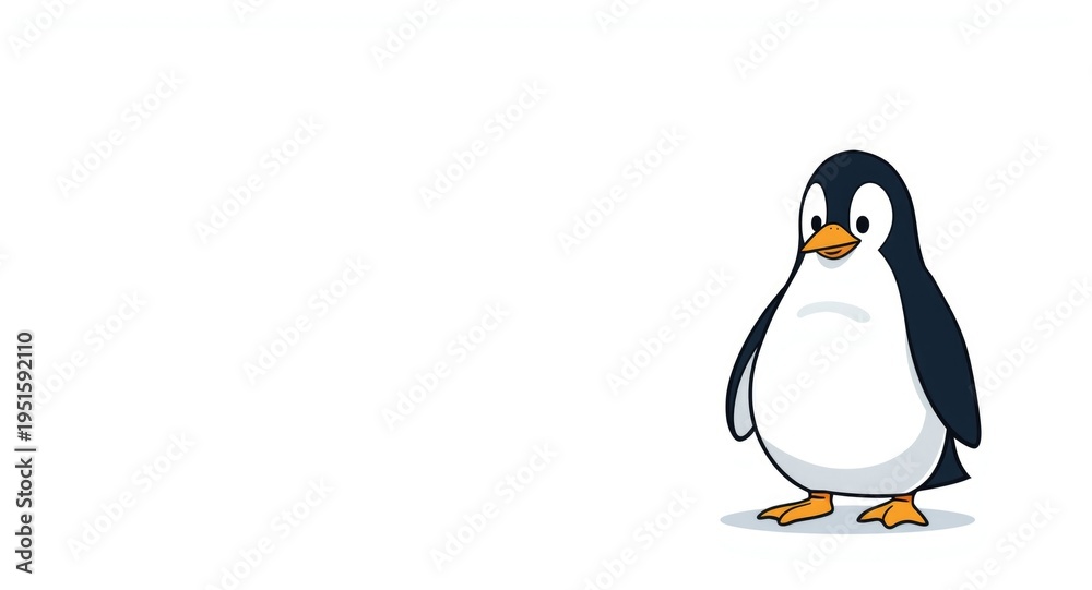 Fototapeta premium Intelligent penguin character in a cartoon style analyzing data carefully on a white background