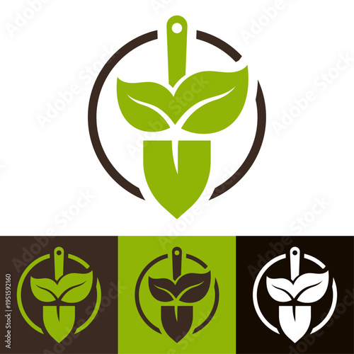 logo paysagiste jardinier pelle arbre