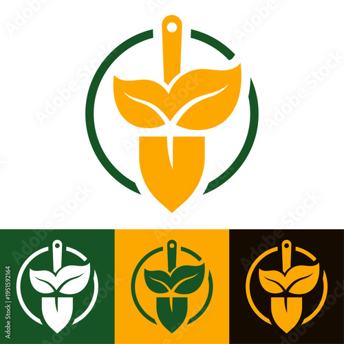 logo paysagiste jardinier pelle arbre