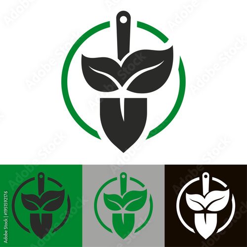 logo paysagiste jardinier pelle arbre