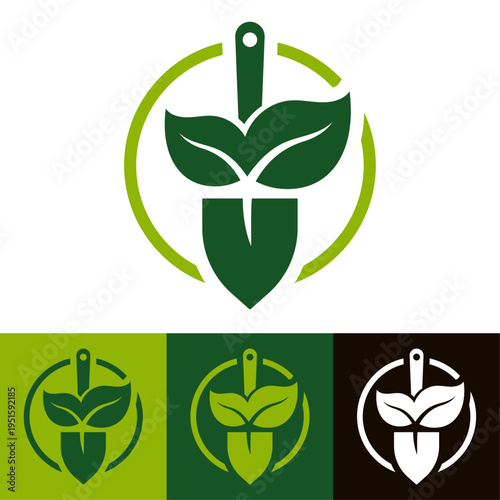 logo paysagiste jardinier pelle arbre