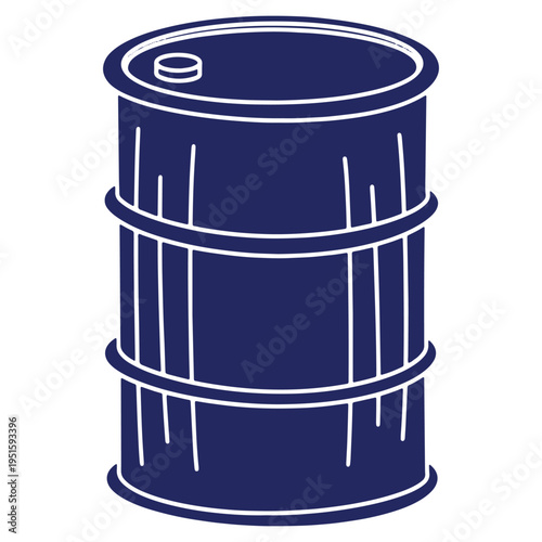 Blue Oil Barrel Container Icon on Isolated White Background for Industrial or Environmental Purposes