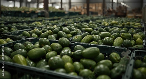 Harvested avocados sorted a...