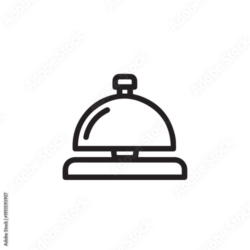 Hotel Desk Bell Icon Simple Outline Minimalist Style Vector Illustration