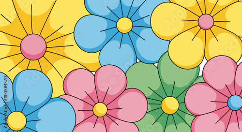 Colorful blossoms arrangement vibrant petals creating a cheerful composition perfect for design projects emphasizing floral elements suitable for