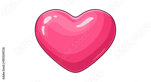 Cartoon style pink heart isolated on a white backdrop perfect for romantic celebrations greeting cards and expressing love with smooth shading and a