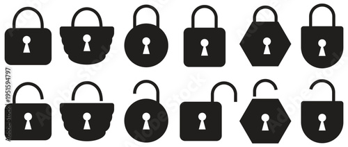 Locks icons set. Locked and unlocked vector icon set.  security icon sets. security symbols. Padlock icon vector illustration.