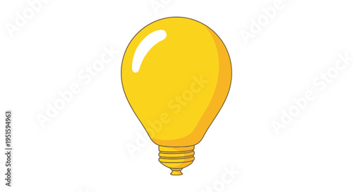 Isolated illuminated yellow lightbulb concept on white Rendered drawing of light source Bright idea energy creation for innovative solutions Creative