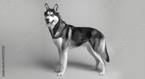 Noble husky dog standing pr...