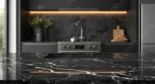 Dark marble kitchen counter...