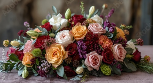 Colorful wedding floral arr...