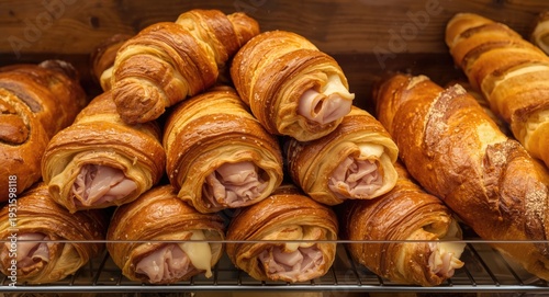 Fresh croissants stuffed wi...
