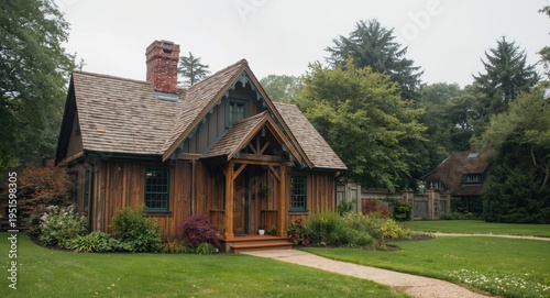 Small cottage with wooden e...