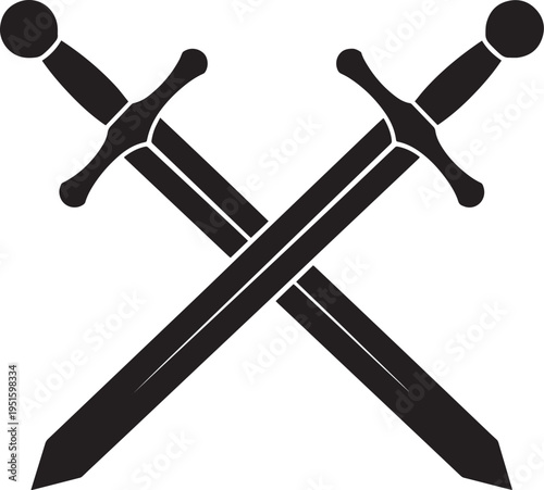 Two crossed swords on isolated symbolizing conflict