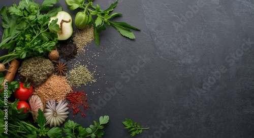 Assortment of fresh herbs s...
