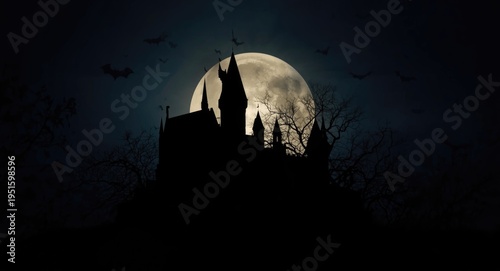 Haunted castle outline with...