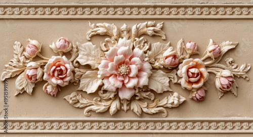 Intricate stucco floral com...