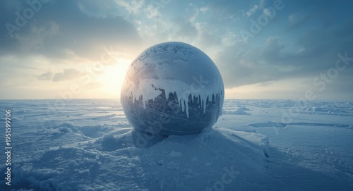 Snow covered Earth globe fr...