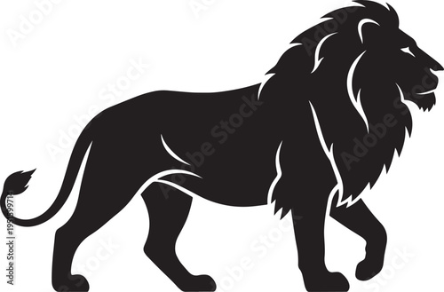 Black silhouette of a lion standing