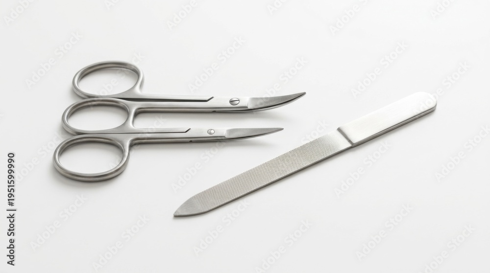 Obraz premium Manicure Scissors and Nail File Isolated on White