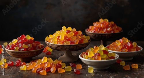 multicolored gummy bears in...